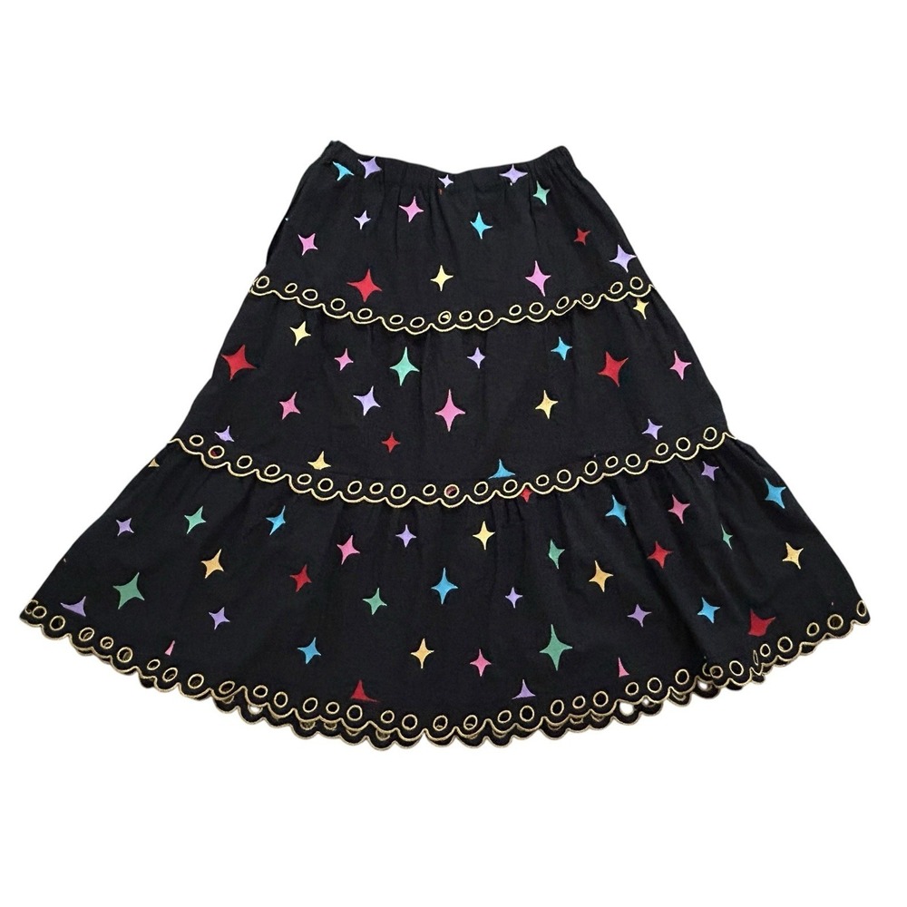 Gorman Twinkle Twinkle Little Skirt Womens Size 12 Black Stars Tiered Whimsigoth - Picture 10 of 14